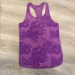 Adidas purple floral tank top size medium